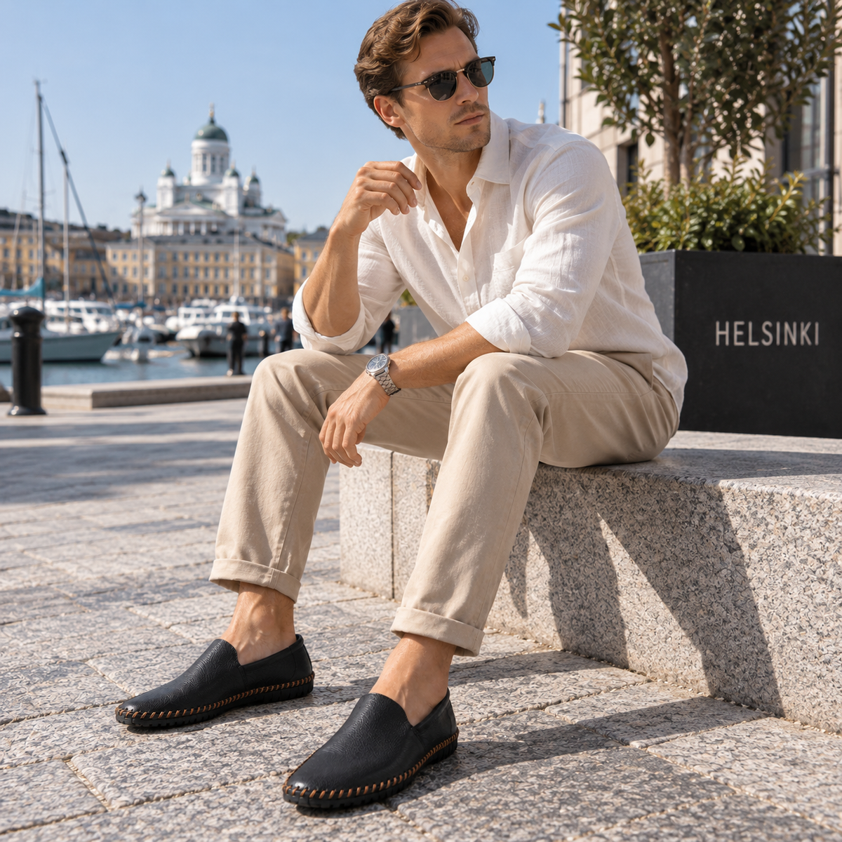 Miesten Nahkainen Loafer | Slip-On, Mukava