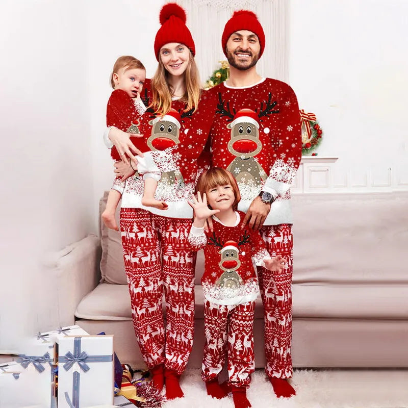Naisten joulupyjama Rudolf-kuviolla löysä kroji talvi