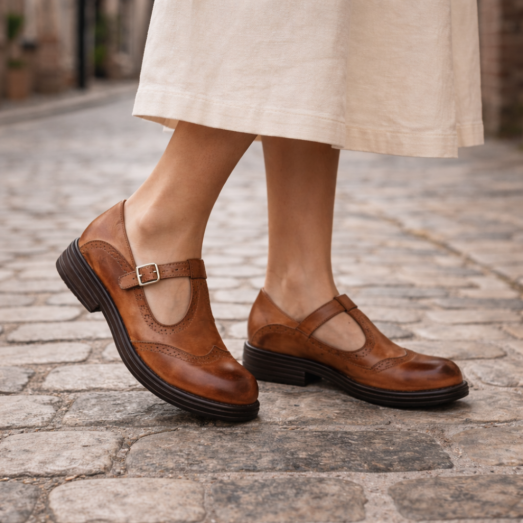 Naisten Mary Jane -kengät | Brogue-tyyli nahkaa | Mukavat ballerinat