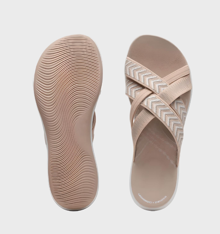 Naisten - Tasapohjaiset sandaalit - Ristikkäiset hihnat - Avoin varvas - Mukavat kesäkengät-Sandaalit-EmiyoSuomi