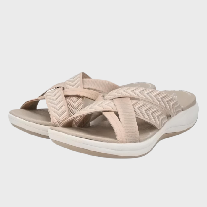 Naisten - Tasapohjaiset sandaalit - Ristikkäiset hihnat - Avoin varvas - Mukavat kesäkengät-Sandaalit-EmiyoSuomi