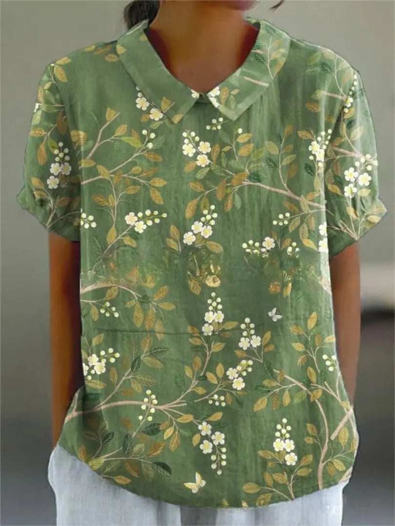 FLORA - Kukkaprintti Paita - Luonnollinen Eleganssi-Kesäasut-EmiyoSuomi