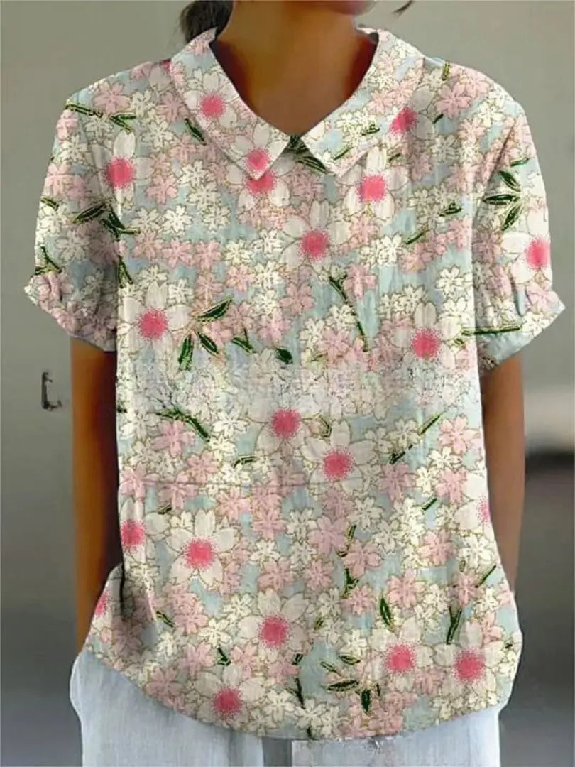 FLORA - Kukkaprintti Paita - Luonnollinen Eleganssi-Kesäasut-EmiyoSuomi
