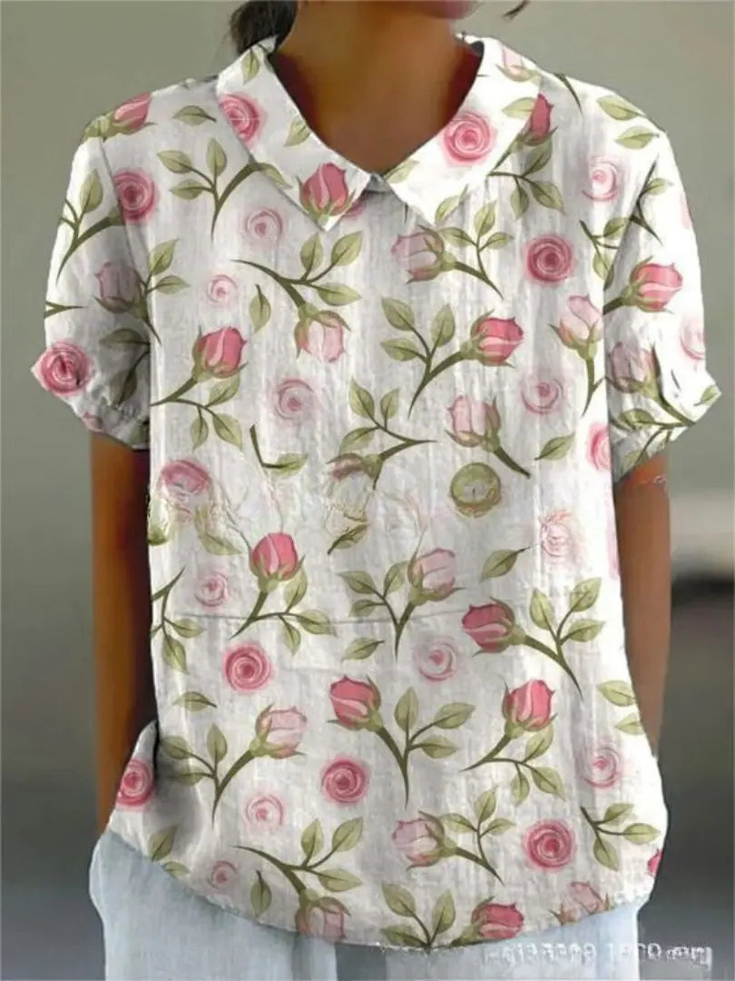 FLORA - Kukkaprintti Paita - Luonnollinen Eleganssi-Kesäasut-EmiyoSuomi