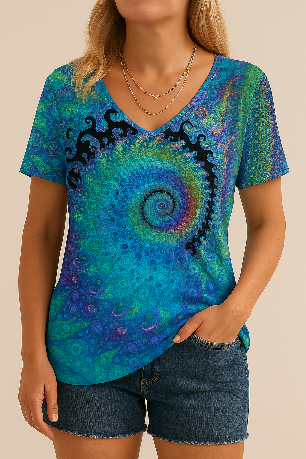 Naisten V-pääntie Retro - Tyylikäs ja mukava-Kesäasut-EmiyoSuomi