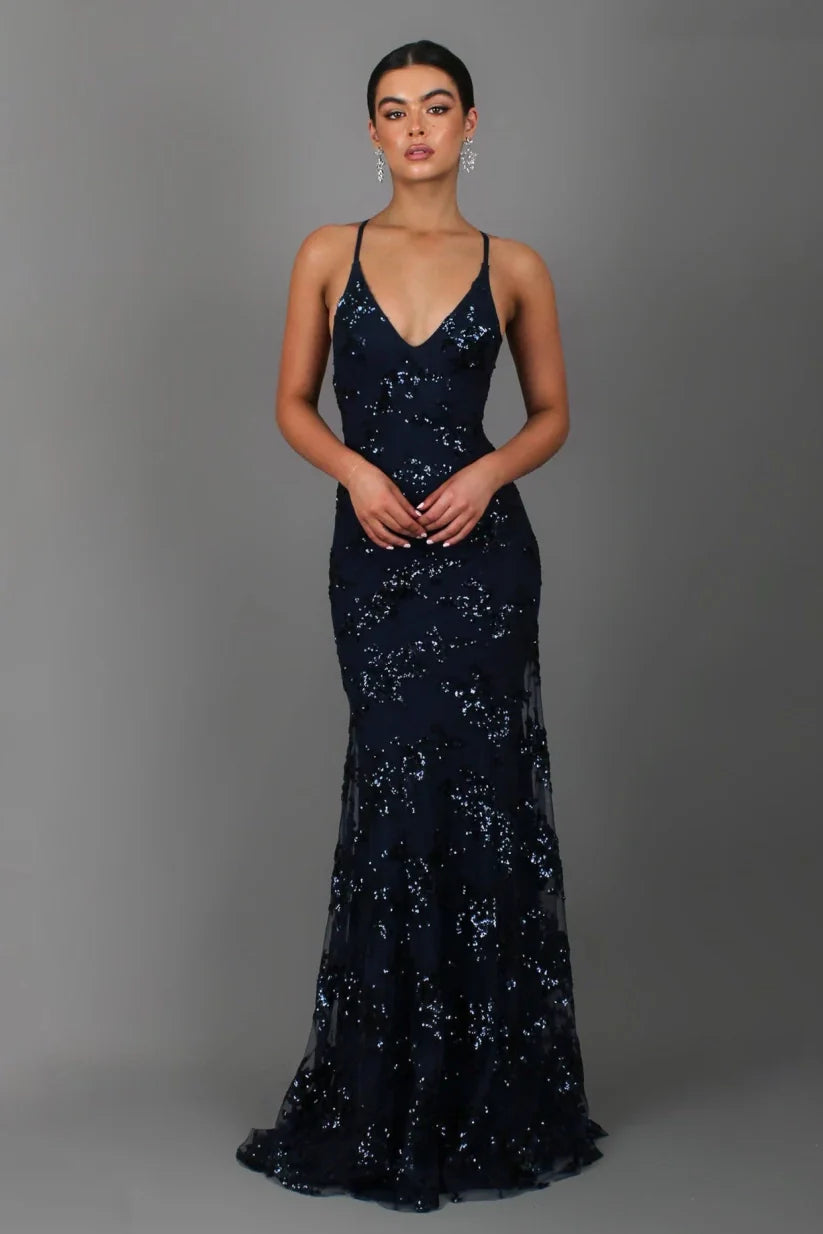 Kimalteilla Lattiapituinen Mekko - Elegantti Juhlaviihtymisiin-Mekot-EmiyoSuomi