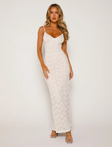 Valkoinen kukallinen pitsimekko - Kesätyyli - Naisten muoti-Mekot-EmiyoSuomi