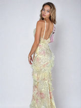 Pitkä kesämekko pastelliväreissä - romanttinen verkko - kevyt tyyli-Mekot-EmiyoSuomi