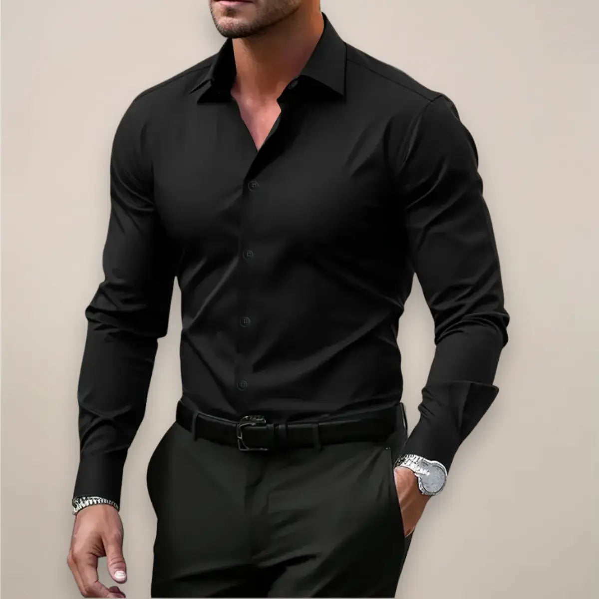 Miesten paitapuserot slim fit stretch elegantti bisnes