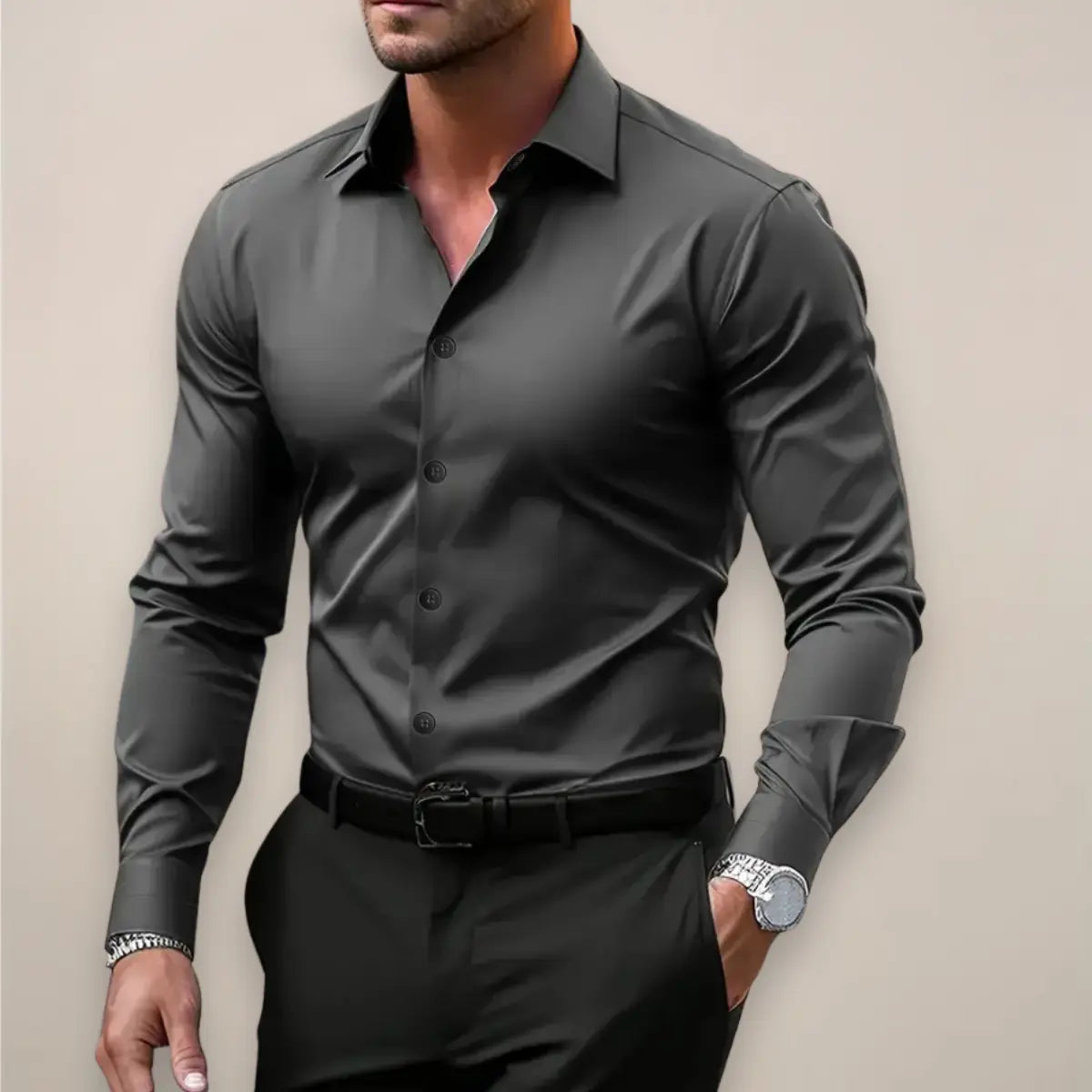 Miesten paitapuserot slim fit stretch elegantti bisnes