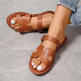 Naisten Sandaalit – Keinonahka – Avoin Kärki – Solkihihna – Litteä Pohja-Sandaalit-EmiyoSuomi