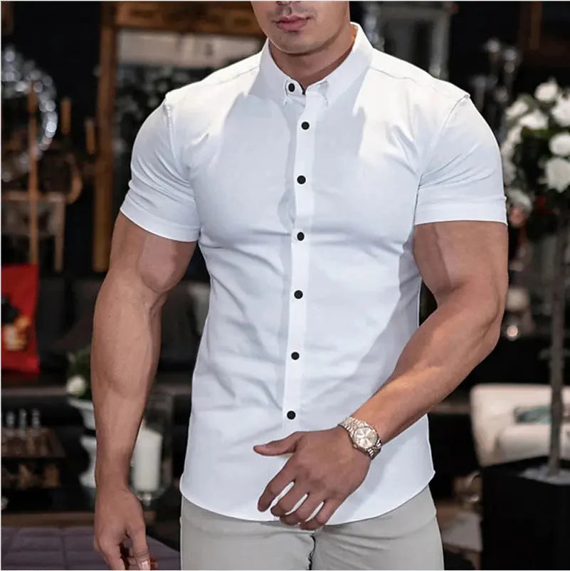 Slim Fit -paita Miehille - Lyhythihainen Gerald vivano-warszawa