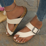 Naisten Sandaalit – Liukuvat Tasapohjaiset – Korkkipohja – Säädettävät Solkiremmit-Sandaalit-EmiyoSuomi