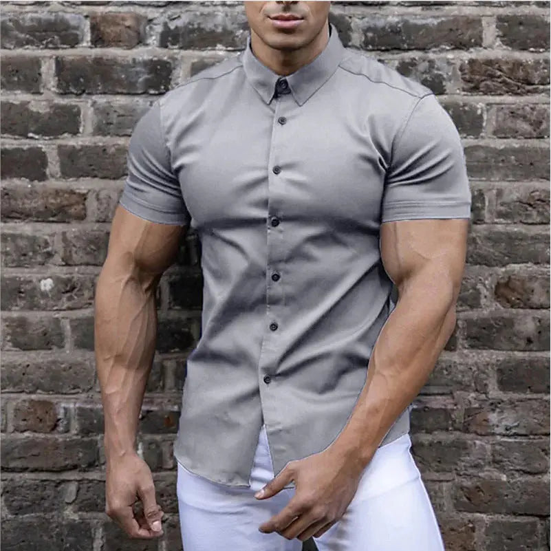 Slim Fit -paita Miehille - Lyhythihainen Gerald vivano-warszawa