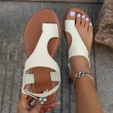 Naisten Sandalet – Nahkailme – Tasapohja – Varvaslenkki – Avoin Varvas-Sandaalit-EmiyoSuomi