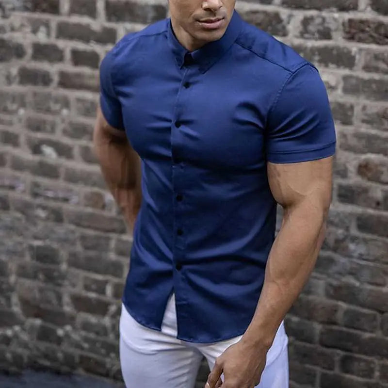 Slim Fit -paita Miehille - Lyhythihainen Gerald vivano-warszawa