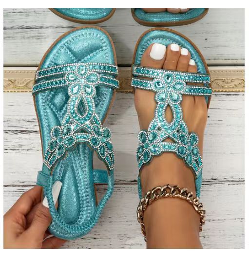Naisten Litteät Sandalet – Avoin Varvas – Kimallevyöt – Leikattu Slingback-Muotoilu-Sandaalit-EmiyoSuomi