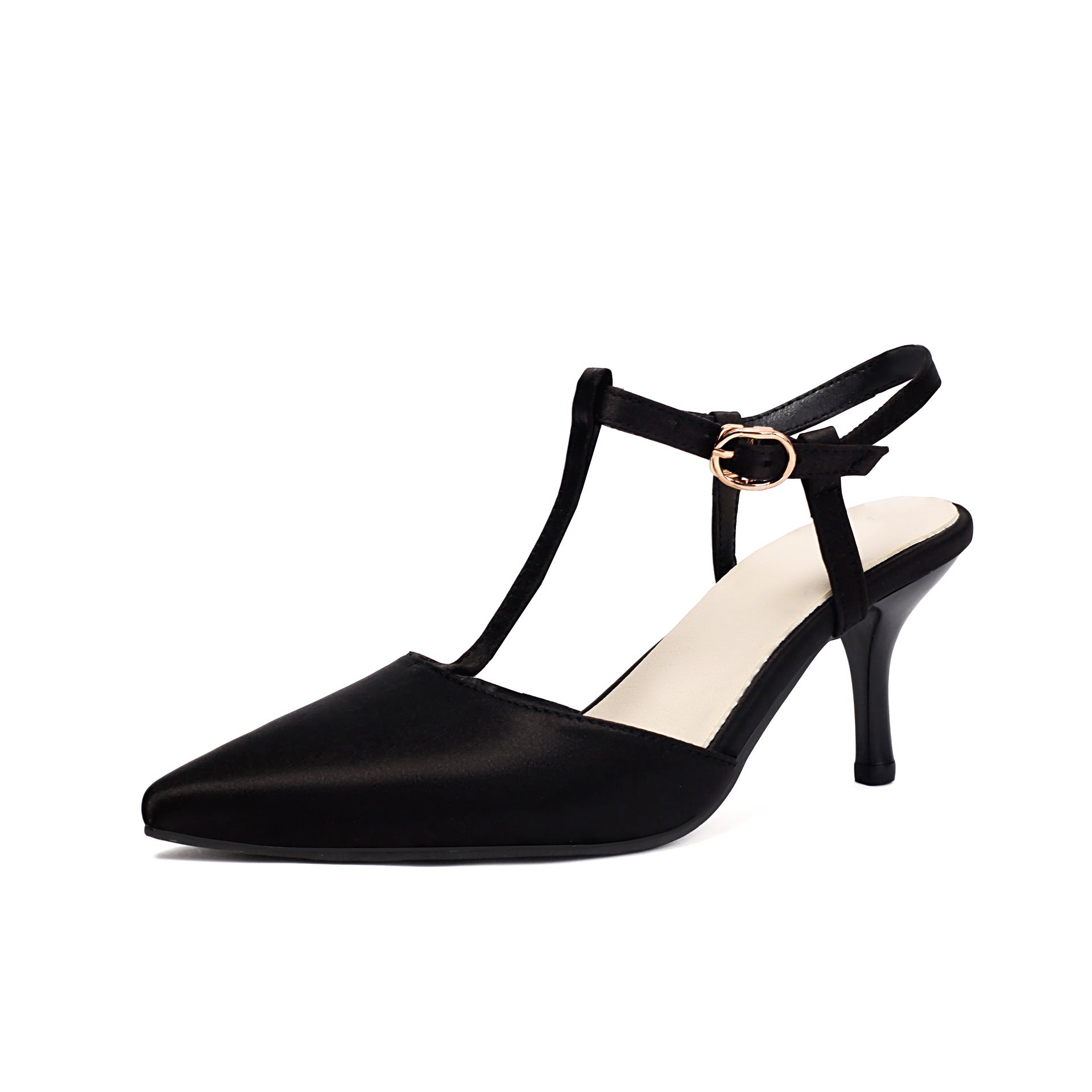 Naisten Korkokengät – Terävä Nenä – T-Nauha – Slim Fit Keinonahka-Sandaalit-EmiyoSuomi