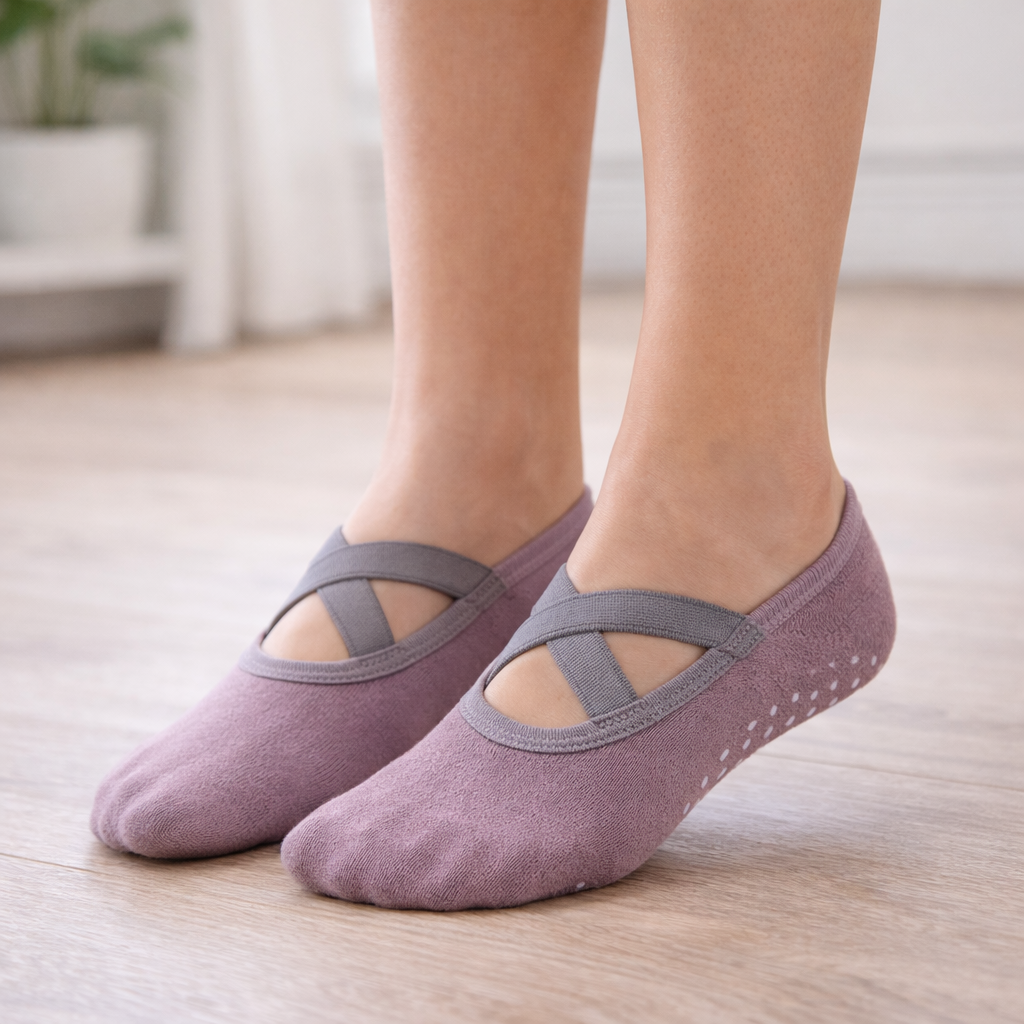 Naisten Pilates-sukat – Liukumattomat Puuvillagripit