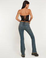 Britta - Virkattu musta pitsi - Olkaimeton paita