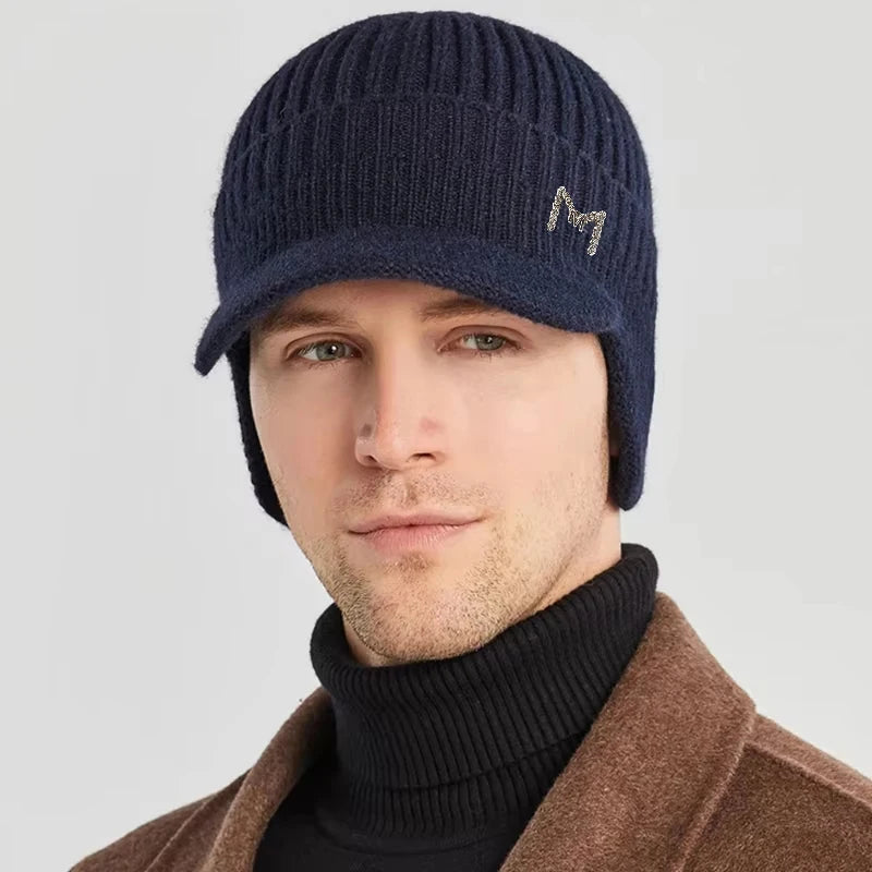 Neulottu lippalakkipipo talvi, fleecevuorattu unisex malli