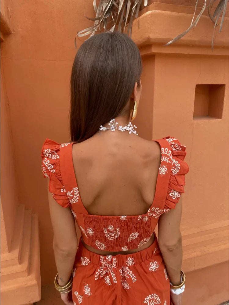 Boho chic -setti - crop-top ja tyylikäs midihame-Mekot-EmiyoSuomi