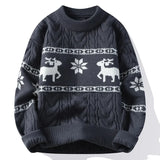 Jouluneule porokuvio unisex punainen valkoinen pullover pyöreä kaula-aukko