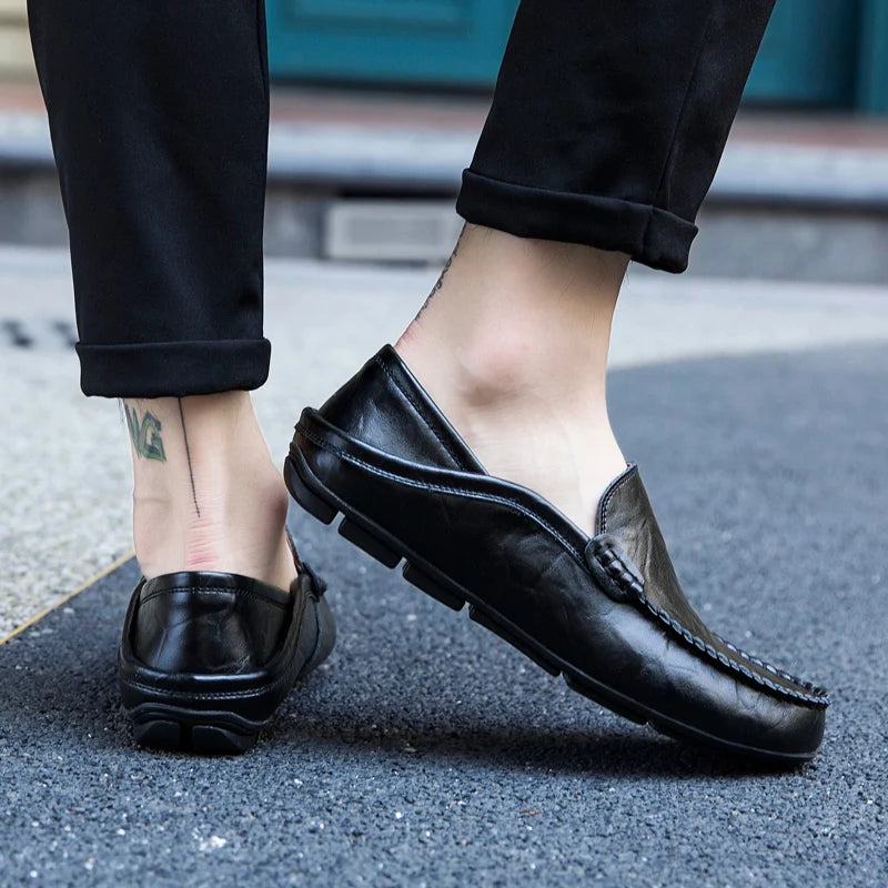 Miesten nahkakengät loaferit aito nahka pujotettava malli