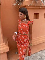 Boho chic -setti - crop-top ja tyylikäs midihame-Mekot-EmiyoSuomi