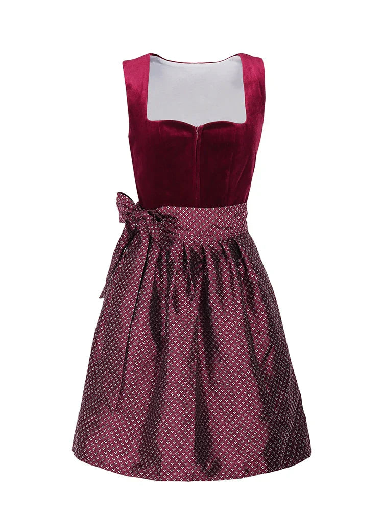 Naisten Dirndl-mekko - Pehmeä Kangas - Elegantti Punainen - Oktoberfest-juhlamekko