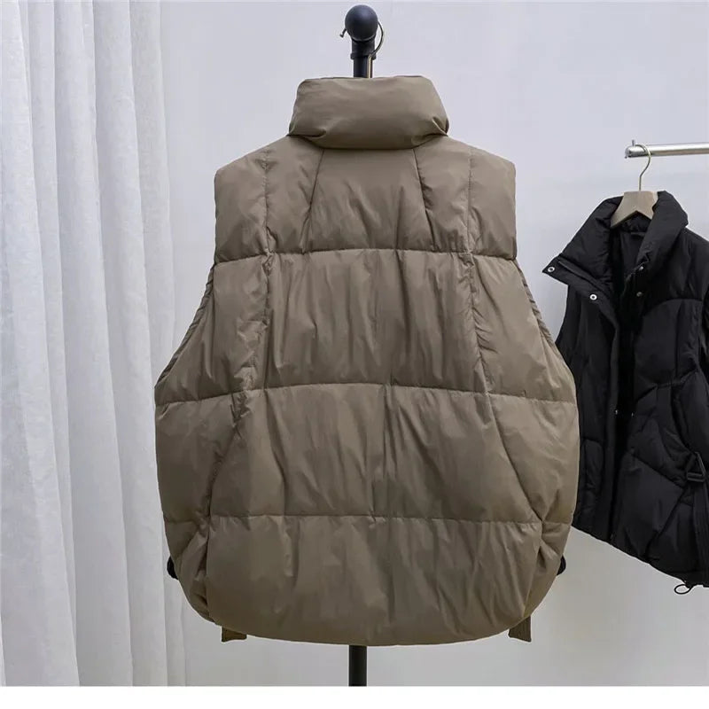 Naisten untuvaliivi plus size toppaliivi talvi kauluksella vetoketjulla