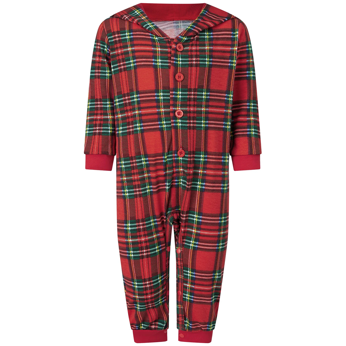 Perheen yhteensopiva joulupyjama ruutuinen punainen setti aikuisille lapsille ja vauvalle