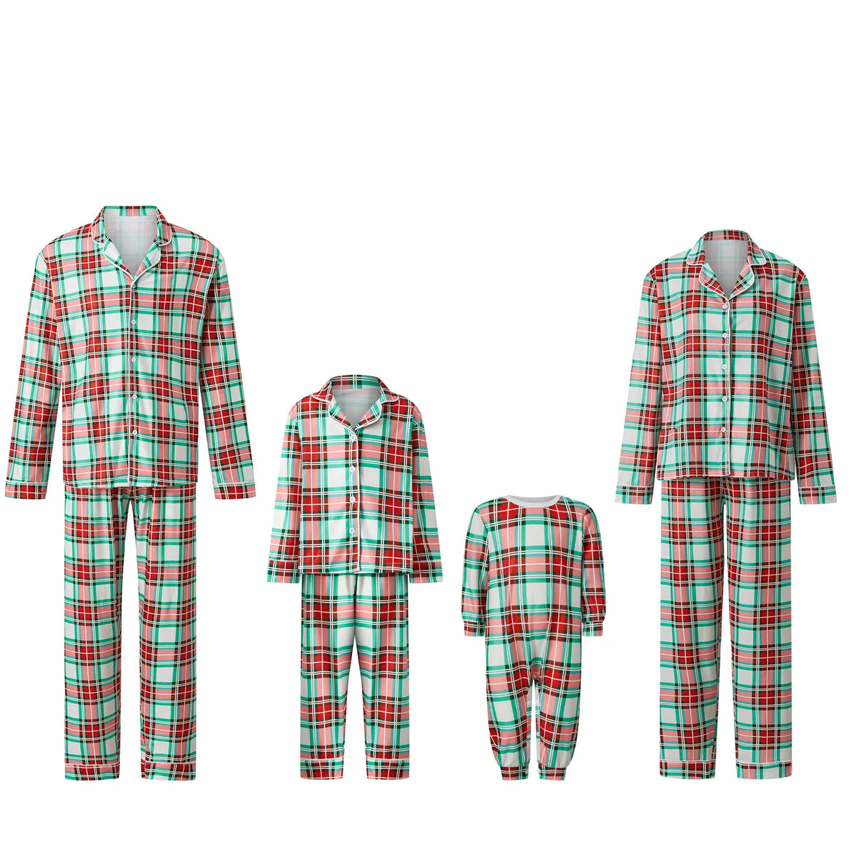Perheen yhteensopiva joulupyjama ruutuinen punainen setti aikuisille lapsille ja vauvalle