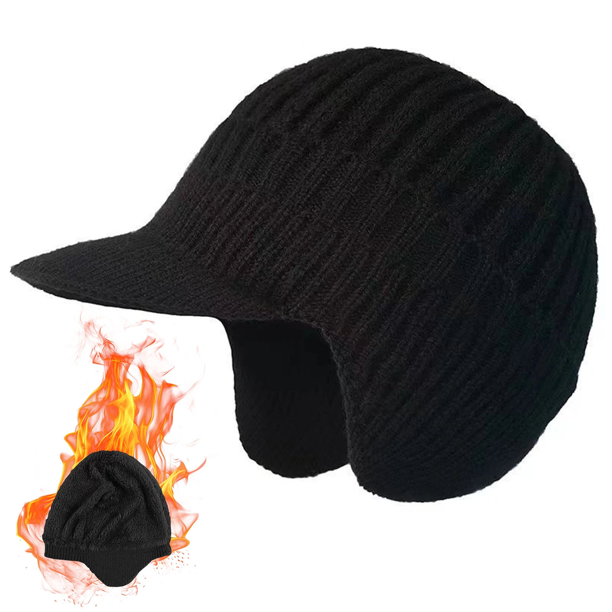 Neulottu lippalakkipipo unisex fleece vuorattu korvaklapeilla