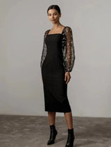 Illanpuku – tyylikäs midi, jossa on organzarukkaset