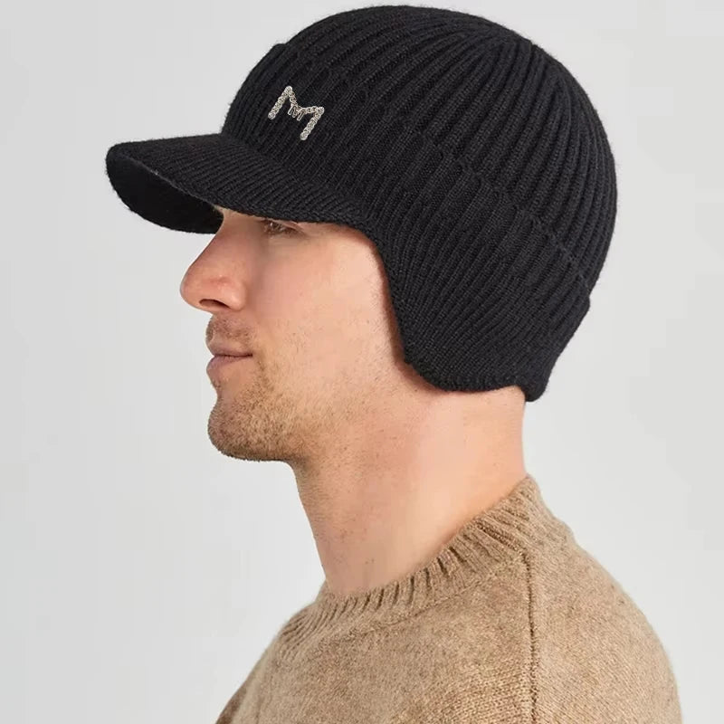 Neulottu lippalakkipipo talvi, fleecevuorattu unisex malli