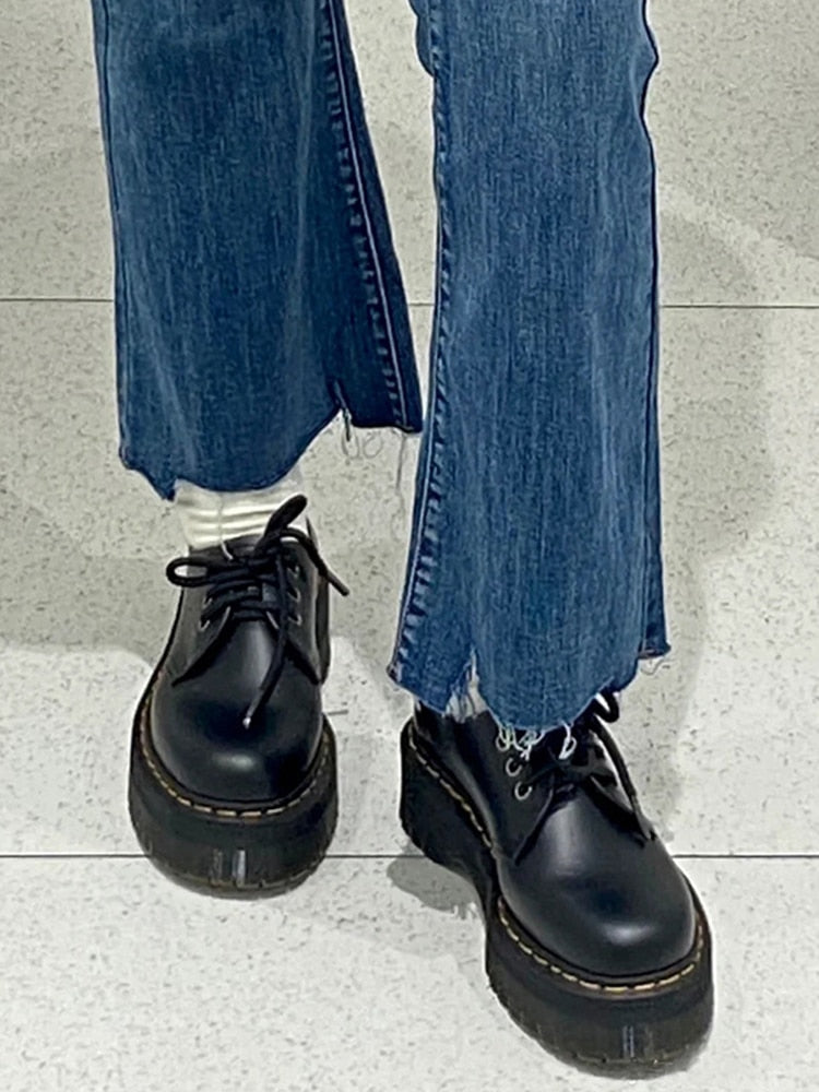 Alustat - Musta Plateau-Oxfords - Tyylikäs & mukava-kengät-EmiyoSuomi