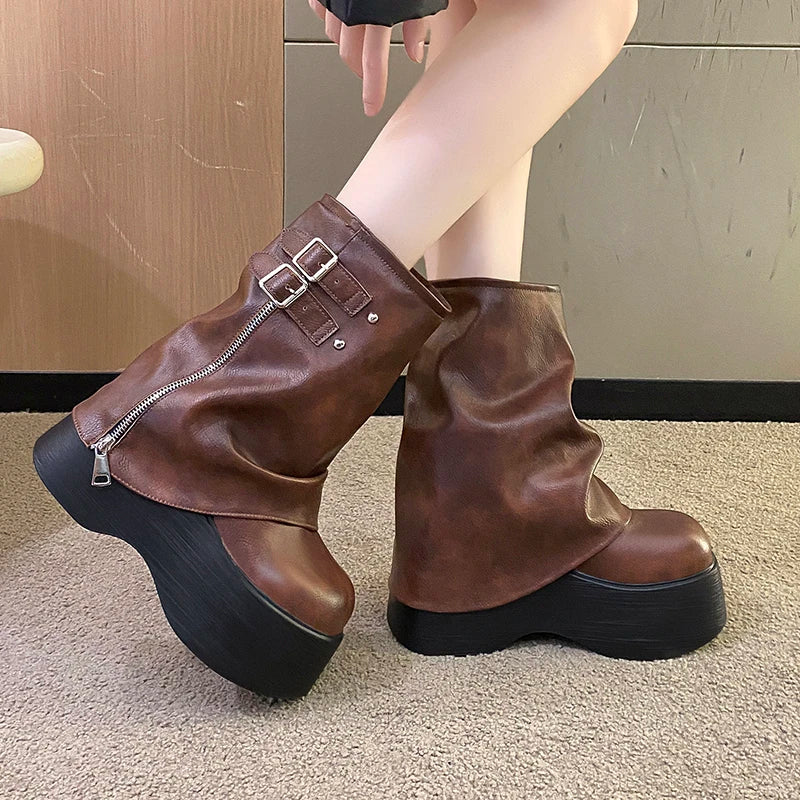 Naisten nahkanilkkurit kiilakorko 9 cm platform