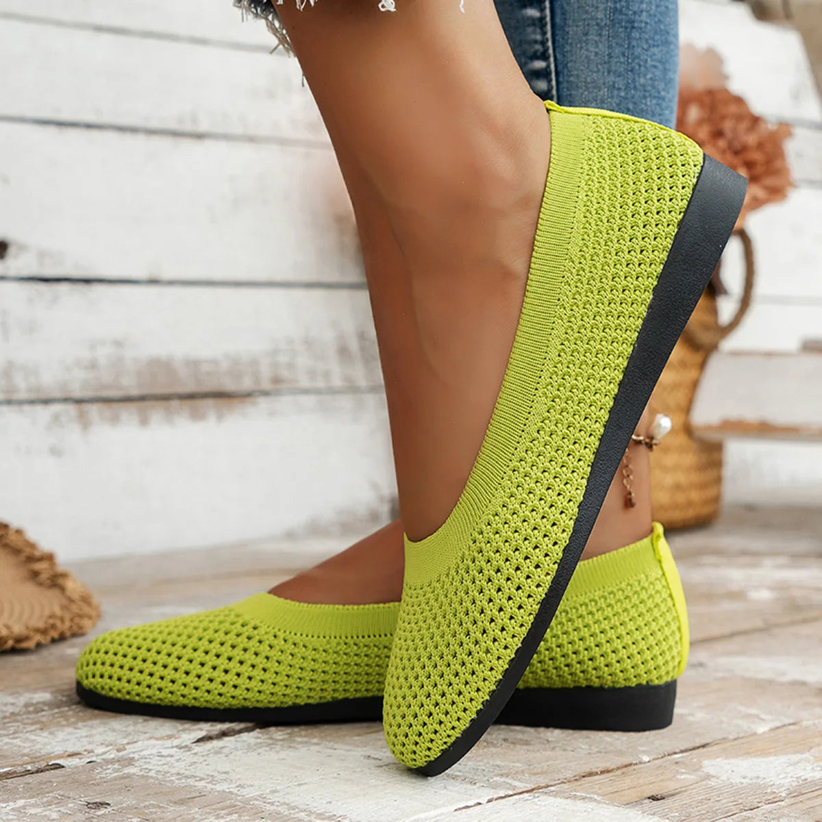 Naisten neulotut pyöreävarvassandaalit - Tasapohjaiset loafers-Sandaalit-EmiyoSuomi