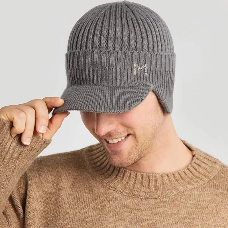 Neulottu lippalakkipipo talvi, fleecevuorattu unisex malli