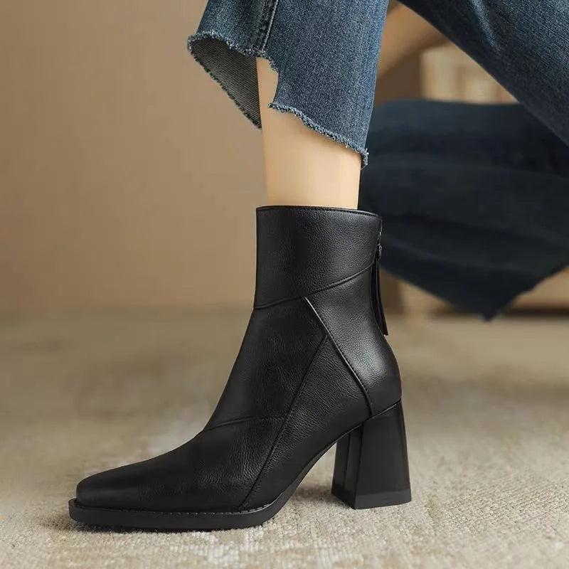 Nahkasaappaat Korkokengillä - Tyylikkäät - Mukavat - Kestävä-kengät-EmiyoSuomi