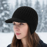 Neulottu lippalakkipipo unisex fleece vuorattu korvaklapeilla