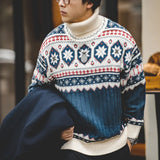 Miesten jouluneule Fair Isle kauluspusero talvi vintage-tyyli