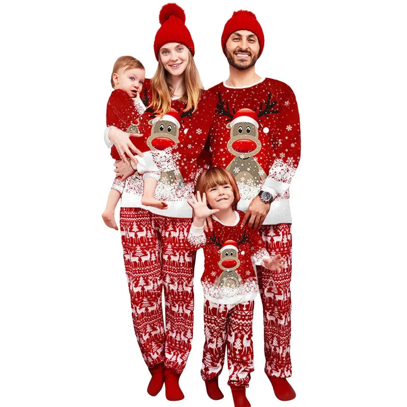 Naisten joulupyjama Rudolf-kuviolla löysä kroji talvi