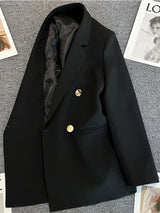 Naisten kaksirivinen bleiseri slim fit, yksivärinen kaulus ja napitus
