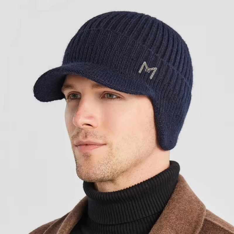 Neulottu lippalakkipipo talvi, fleecevuorattu unisex malli