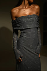 Glamouröösit Olkaimeton Glittermekko - Elegantti Juhlapukeutuminen-Mekot-EmiyoSuomi