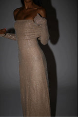 Glamouröösit Olkaimeton Glittermekko - Elegantti Juhlapukeutuminen-Mekot-EmiyoSuomi