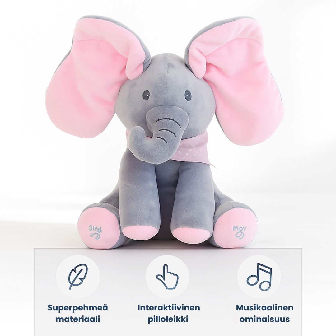 Biboo - Interactief zang- en verstopspel olifantenknuffel