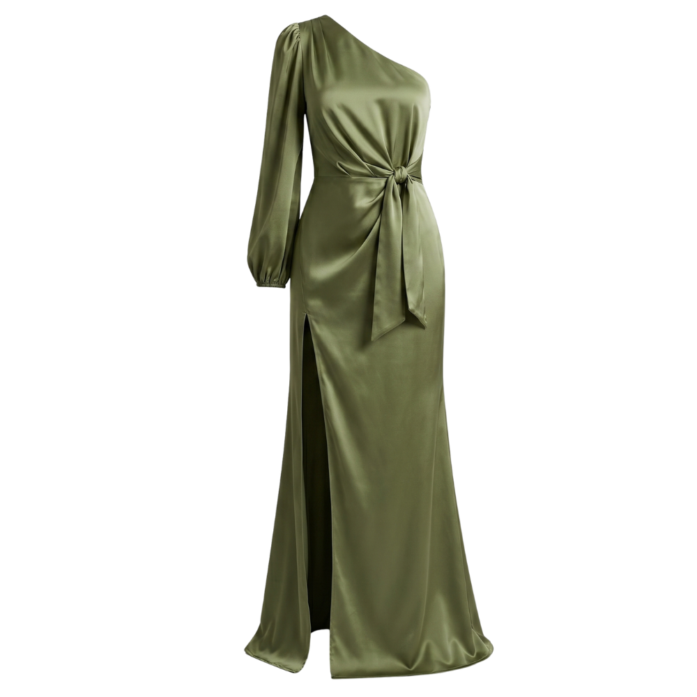 Satiini Maxi-mekko | Yksiolkapuinen, Elegantti